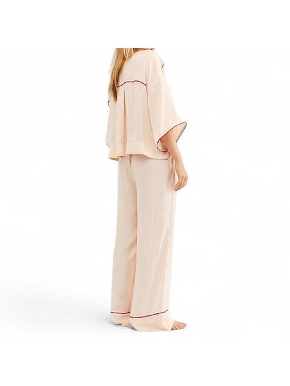 Free People shine time sleep set in cream with pink trim. Size S.